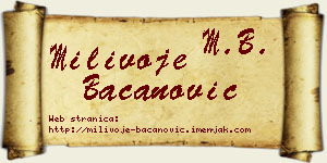 Milivoje Bacanović vizit kartica